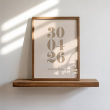Load image into Gallery viewer, Personalised Date & Couples Name Hearts Wall Art Print in Neutral