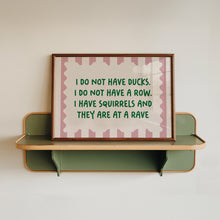 Load image into Gallery viewer, I Do Not Have Ducks, I Have Squirrels Landscape Print in Pink Green