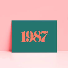 Load image into Gallery viewer, Personalised Year Typography Wall Art Print in Teal