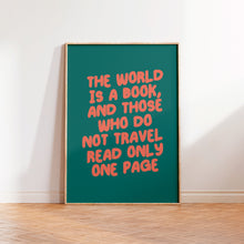 Load image into Gallery viewer, The World Is A Book Quote Wall Art Print Beige/ Yellow