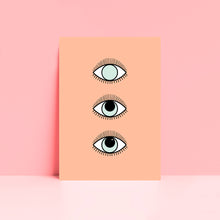 Load image into Gallery viewer, Magical 3 Eyes Boho Wall Art Print in Peach