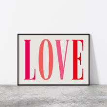 Load image into Gallery viewer, Love Bright Typography Wall Print in Pink