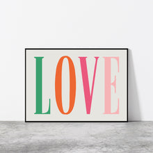 Load image into Gallery viewer, Love Bright Typography Wall Print in Green