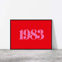 Load image into Gallery viewer, Personalised Year Typography Wall Art Print Landscape