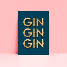 Load image into Gallery viewer, Gin Gin Gin Navy Typography Wall Art Print