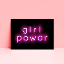 Load image into Gallery viewer, Girl Power Pink Neon Lights Effect Typography Wall Print