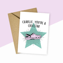 Load image into Gallery viewer, Personalised You're A Crocstar Card Lilac and Peach