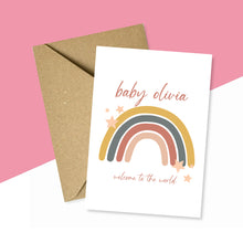 Load image into Gallery viewer, Baby Girl Welcome To The World Personalised Card