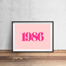 Load image into Gallery viewer, Personalised Year Landscape Wall Art Print In Pink