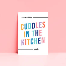 Load image into Gallery viewer, Remember Cuddles In The Kitchen Pink Typography Wall Art Print