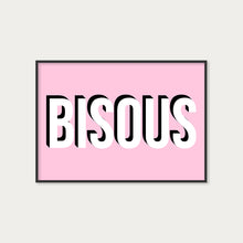 Load image into Gallery viewer, Bisous French Kisses Wall Art Print in Pink
