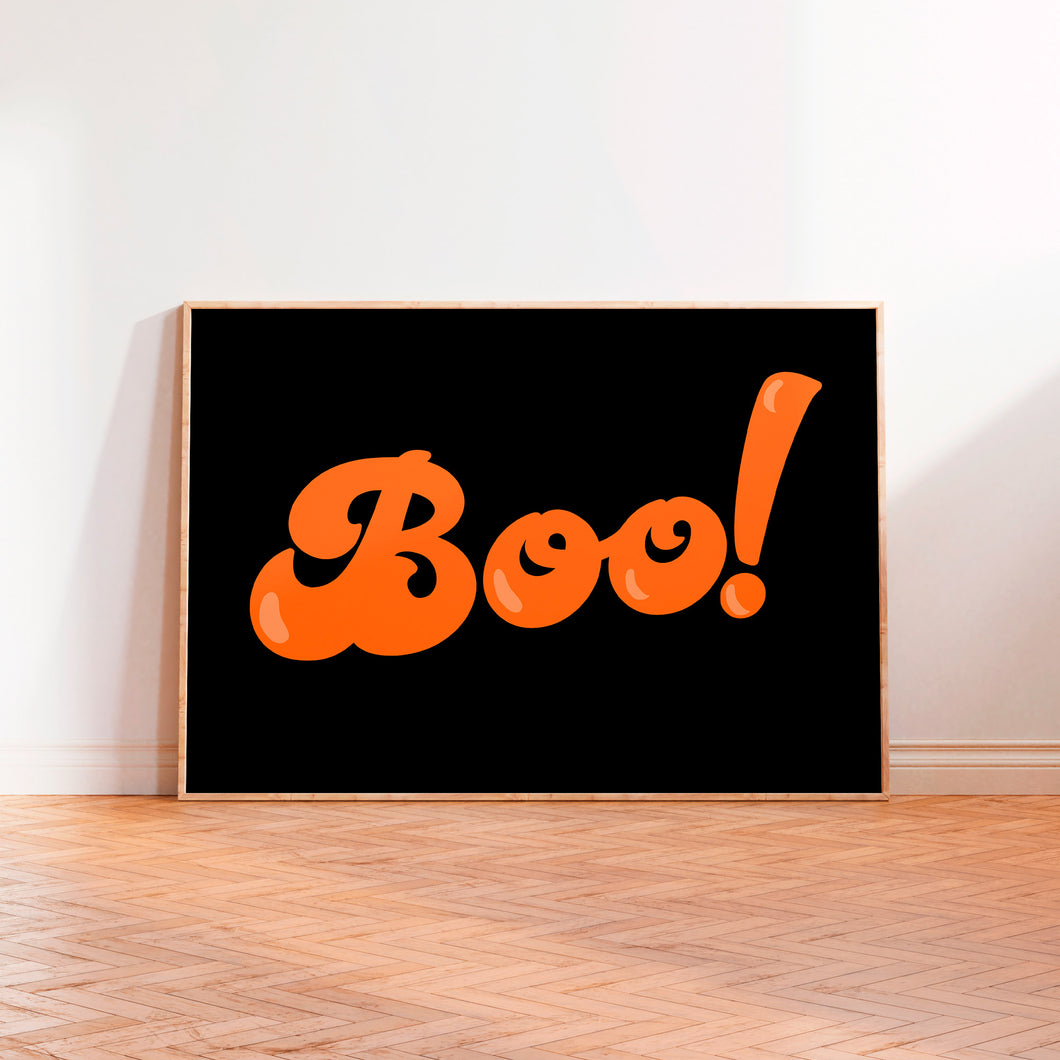 Boo! Halloween Wall Art Print in Black and Orange