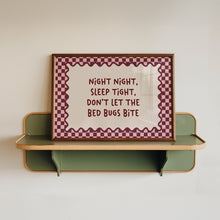 Load image into Gallery viewer, Night Night, Bed Bugs Bite Burgundy Print
