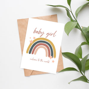 Baby Girl Welcome To The World Personalised Card