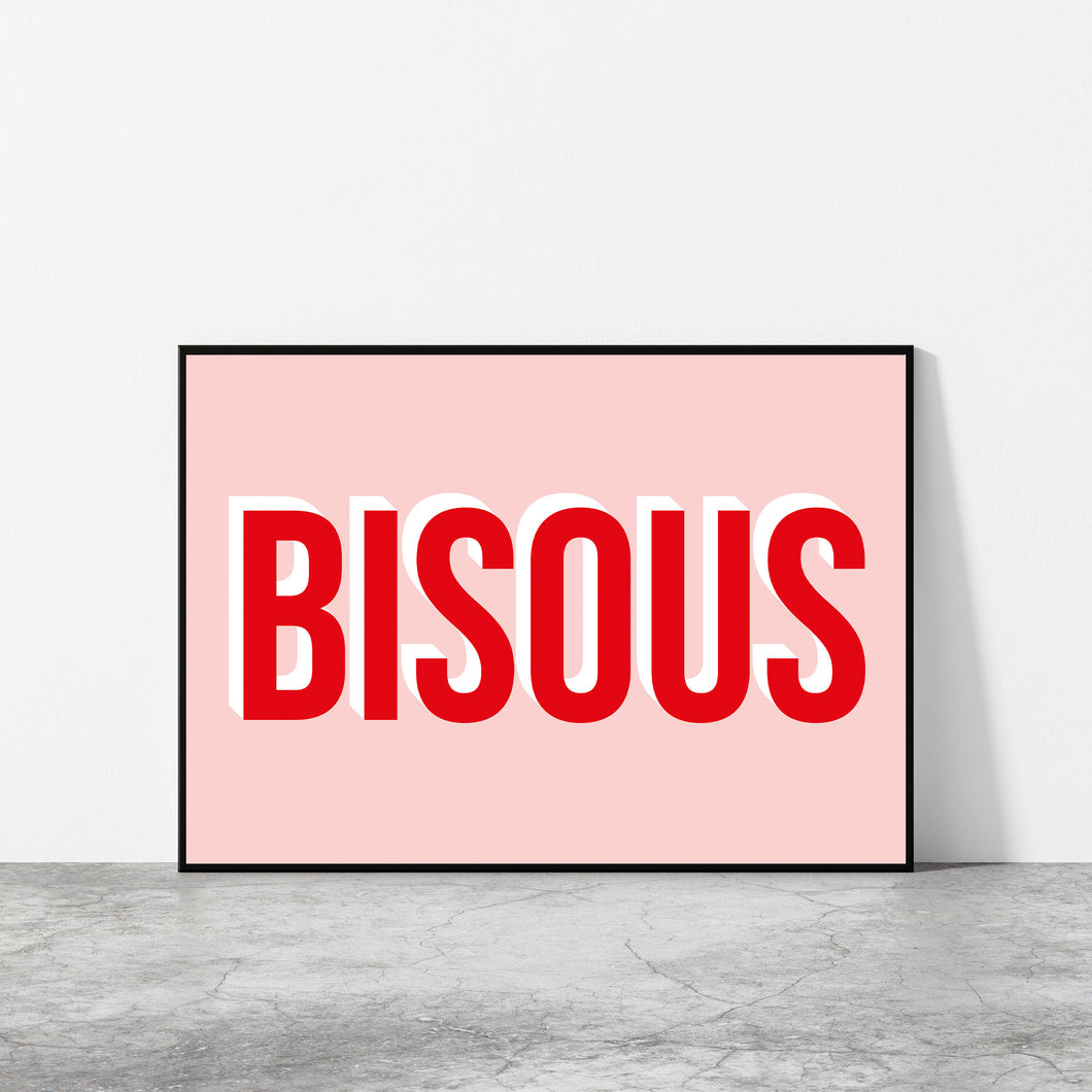 Bisous French Kisses Wall Art Print