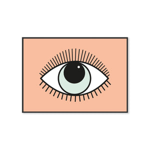Boho Magical Eye Wall Art Print Peach Green