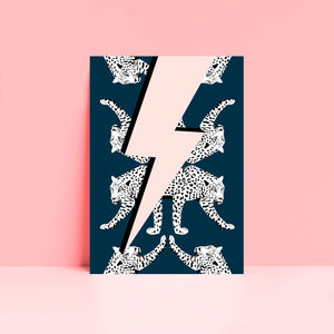 Lightning Bolt Leopard Wall Art Print