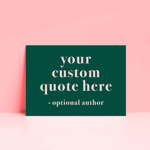Personalised Green & Pink Quote Print Landscape